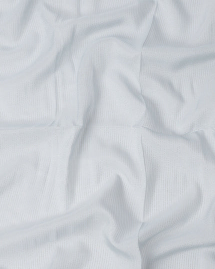 Light Blue Striped Synthetic Organza Fabric, 110 Cms, India-D25476
