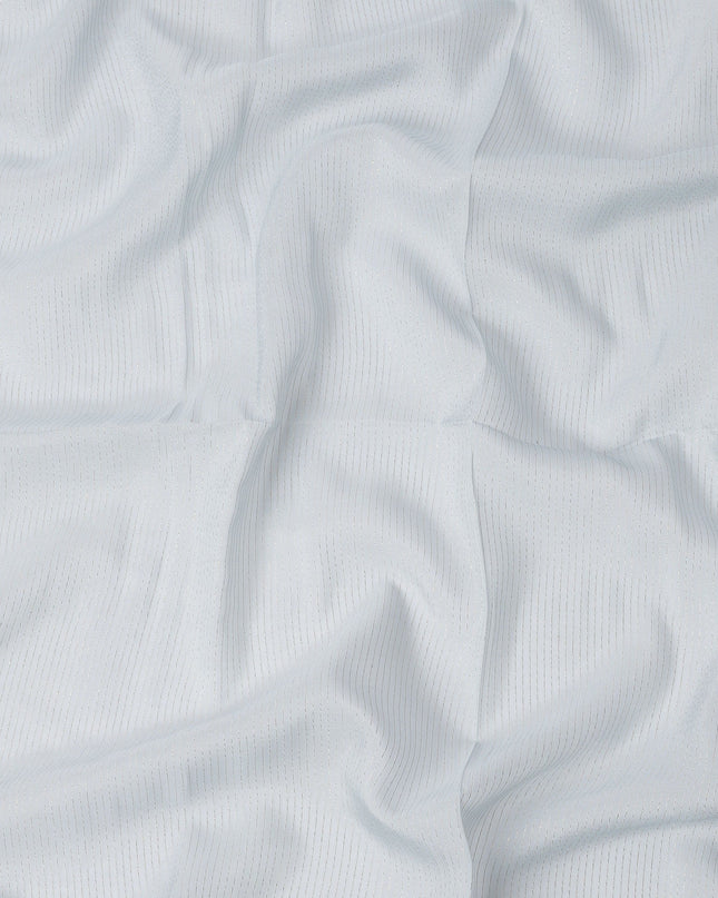 Light Blue Striped Synthetic Organza Fabric, 110 Cms, India-D25476