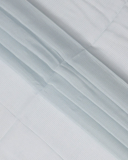 Light Blue Striped Synthetic Organza Fabric, 110 Cms, India-D25476
