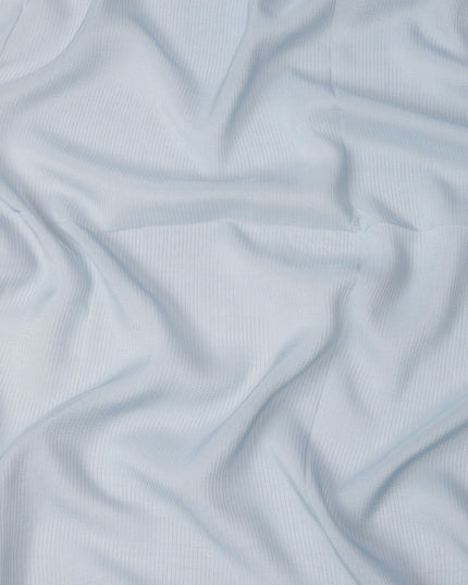 Light Blue Striped Synthetic Organza Fabric, 110 Cms, India-D25471