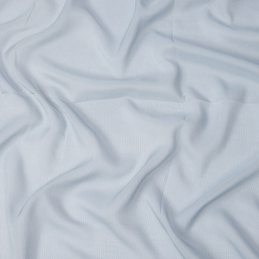 Light Blue Striped Synthetic Organza Fabric, 110 Cms, India-D25471