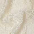 Cream Floral Pattern Embroidered Cotton Viscose Fabric, 110 Cms Width, Made in India-D26273
