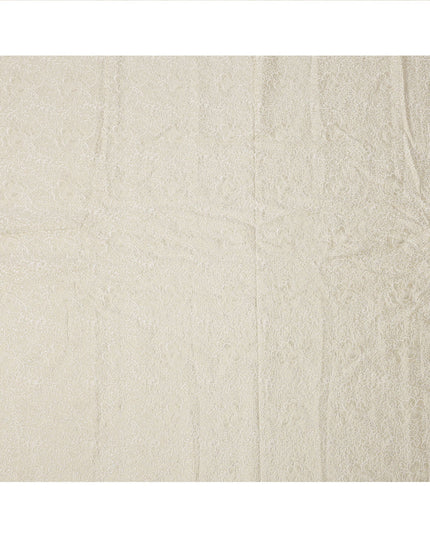 Cream Floral Pattern Embroidered Cotton Viscose Fabric, 110 Cms Width, Made in India-D26273