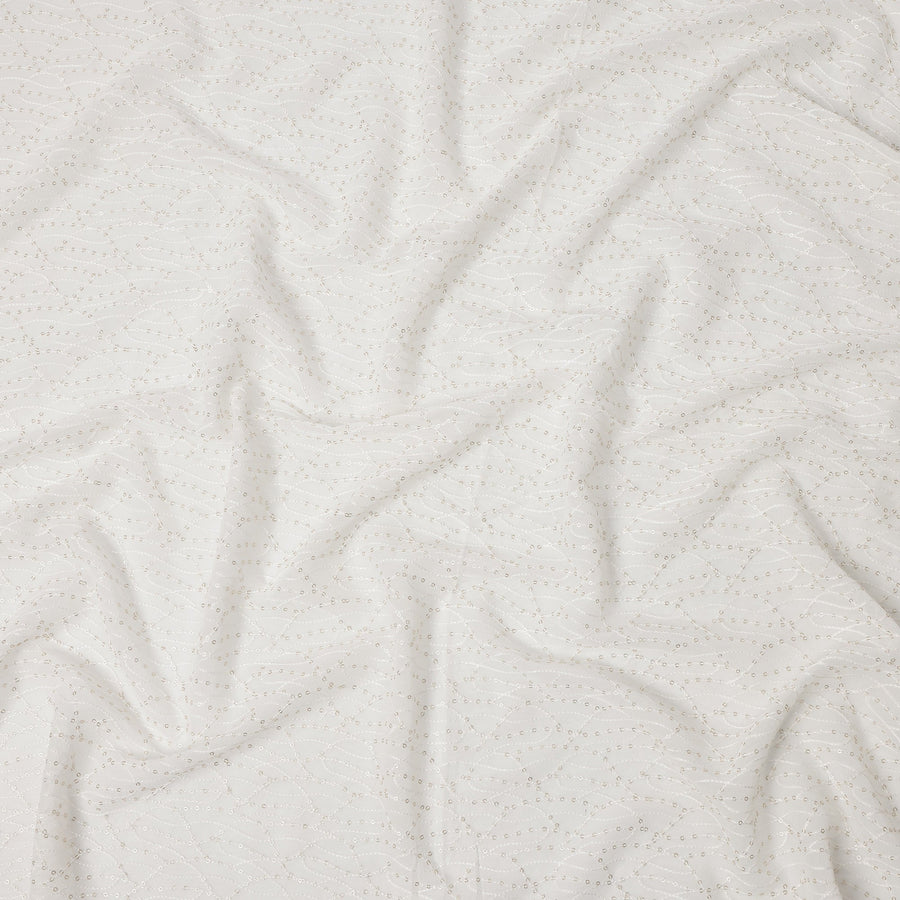 Pure White Synthetic Georgette Embroidery Fabric 110cm