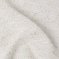 White Leaf Pattern Embroidered Cotton Viscose Fabric, 110 Cms Width, Made in India-D26272