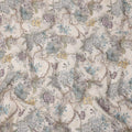 Cream Floral Printed Cotton blended cotton linen Fabric, 110 Cms Width, India-D25183
