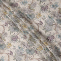 Cream Floral Printed Cotton blended cotton linen Fabric, 110 Cms Width, India-D25183