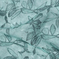 Teal Leaf Printed Blended Cotton Linen Fabric, 110 Cms Width, India-D25176