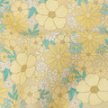 Yellow Floral Printed Blended Cotton Linen Fabric, 110 Cms Width, India-D25166