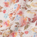Pink Multicolor Floral Printed Blended Cotton Linen Fabric, 110 Cms Width, India-D25179