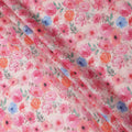 قماش كتان وردي مطبوع عليه زهور بتصميم متعدد الألوان من أزهار البرتقال والأزرق، عرض 110 سم، صنع في الهند - D25084