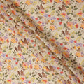 Beige Multicolor Floral Printed Blended Cotton Linen Fabric, 110 Cms Width, India-D25164