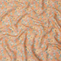Peach and Orange Floral Printed Blended Cotton Linen Fabric, 110 Cms Width, India-D25173