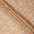 Peach and Orange Floral Printed Blended Cotton Linen Fabric, 110 Cms Width, India-D25173