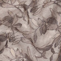 Grey Leaf Printed Blended Cotton Linen Fabric, 110 Cms Width, India-D25170