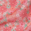 Peach Multicolor Floral Printed Blended Cotton Linen Fabric, 110 Cms Width, India-D25178
