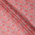 Peach Multicolor Floral Printed Blended Cotton Linen Fabric, 110 Cms Width, India-D25178