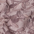 Mauve Leaf Printed Cotton Linen Fabric, 110 Cms Width, India-D25185
