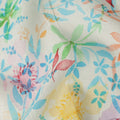 Off White Multicolor Watercolor Floral Print Blended Linen Fabric, 110 Cms Width, Made in India-D26191