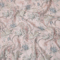 Pink Floral Printed Blended Cotton Linen Fabric, 110 Cms Width, India-D25163