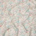 Cream Pastel Floral Printed Blended Cotton Linen Fabric, 110 Cms Width, India-D25172