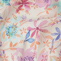 Cream Multicolor Floral Watercolor Print Blended Linen Fabric, 110 Cms Width, Made in India-D26190