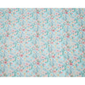 Sky Blue Floral Printed Blended Cotton Linen Fabric, 110 Cms Width, India-D25165