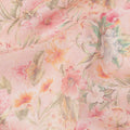 Light Pink Pastel Floral Printed Blended Cotton Linen Fabric, 110 Cms Width, India-D25180