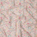 Beige Pastel Floral Printed Cotton Linen Fabric, 110 Cms Width, India-D25187