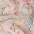 Beige Pastel Floral Printed Cotton Linen Fabric, 110 Cms Width, India-D25187