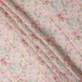 Beige Pastel Floral Printed Cotton Linen Fabric, 110 Cms Width, India-D25187