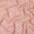 Peach Multicolor Floral Printed Blended Cotton Linen Fabric, 110 Cms Width, India-D25177