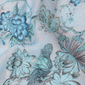 قماش تطريز فوال قطني مخلوط بطبعة زهور باللون الأزرق الفاتح، عرض 110 سم، الهند - D25184