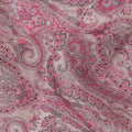 Pink Paisley Printed Blended Cotton Linen Fabric, 110 Cms Width, India-D25171