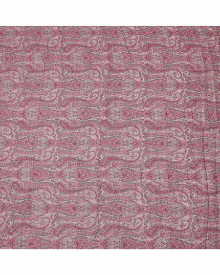 Pink Paisley Printed Blended Cotton Linen Fabric, 110 Cms Width, India-D25171