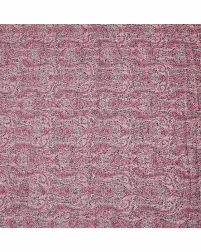 Pink Paisley Printed Blended Cotton Linen Fabric, 110 Cms Width, India-D25171