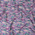 Lavender Green Abstract Brushstroke Print Blended Linen Fabric, 110 Cms Width, Made in India-D26187