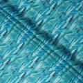 Turquoise Blue Green Abstract Brushstroke Print Blended Linen Fabric, 110 Cms Width, Made in India-D26188