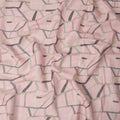 Light Pink Grey Abstract Geometric Print Blended Linen Fabric, 110 Cms Width, Made in India-D26181