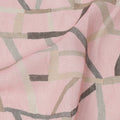 Light Pink Grey Abstract Geometric Print Blended Linen Fabric, 110 Cms Width, Made in India-D26181