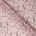 Light Pink Grey Abstract Geometric Print Blended Linen Fabric, 110 Cms Width, Made in India-D26181