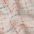 Cream Blue Brown Shibori Tie-Dye Print Blended Linen Fabric, 110 Cms Width, Made in India-D26186