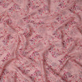 Pink Linen Floral Printed Fabric with Intricate Motifs and Geometric Design, 110 Cms Width, Made in India-D25085