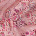Pink Linen Floral Printed Fabric with Intricate Motifs and Geometric Design, 110 Cms Width, Made in India-D25085