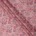 Pink Linen Floral Printed Fabric with Intricate Motifs and Geometric Design, 110 Cms Width, Made in India-D25085