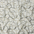 White Grey Beige Abstract Geometric Print Blended Linen Fabric, 110 Cms Width, Made in India-D26183