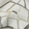 White Grey Beige Abstract Geometric Print Blended Linen Fabric, 110 Cms Width, Made in India-D26183