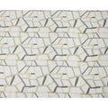 White Grey Beige Abstract Geometric Print Blended Linen Fabric, 110 Cms Width, Made in India-D26183