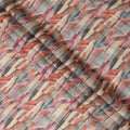 Beige Rust Grey Abstract Brushstroke Print Blended Linen Fabric, 110 Cms Width, Made in India-D26189