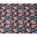 Black Floral Watercolor Print Blended Linen Fabric, 110 Cms Width, Made in India-D26167